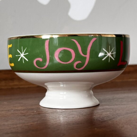Anthropologie Danielle Kroll Making Spirits Bright Nut Bowl Christmas Love Joy - Picture 4 of 11